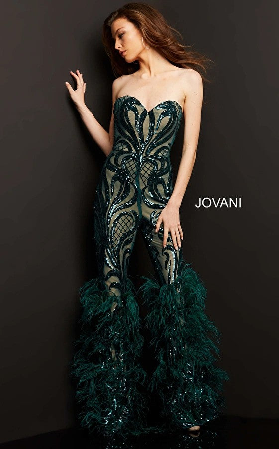 Jumpsuit Formal Strapless Sweetheart Jumpsuit Green