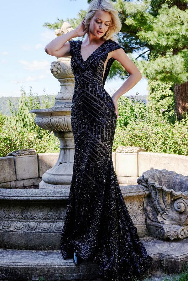 Jovani 06068 Sequin Long Mermaid Formal Evening Prom Dress