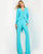 Pant Suit Long Two Piece Ruffle Evening Fromal Pant Suit Turquoise