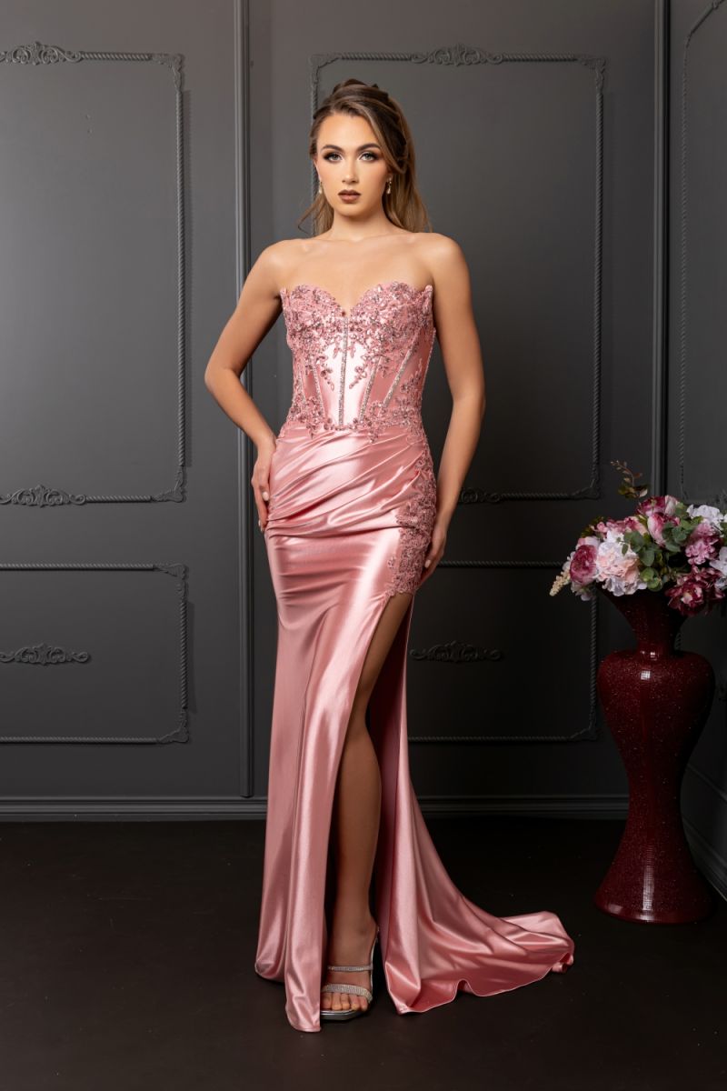 Sweetheart Floor-Length with Train Satin Prom Sheath Column May Queen 2207