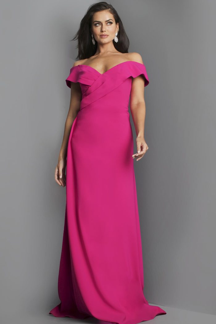 Prom Dresses Fitted Long Pleated Mermaid Prom Dress FUCHSIA