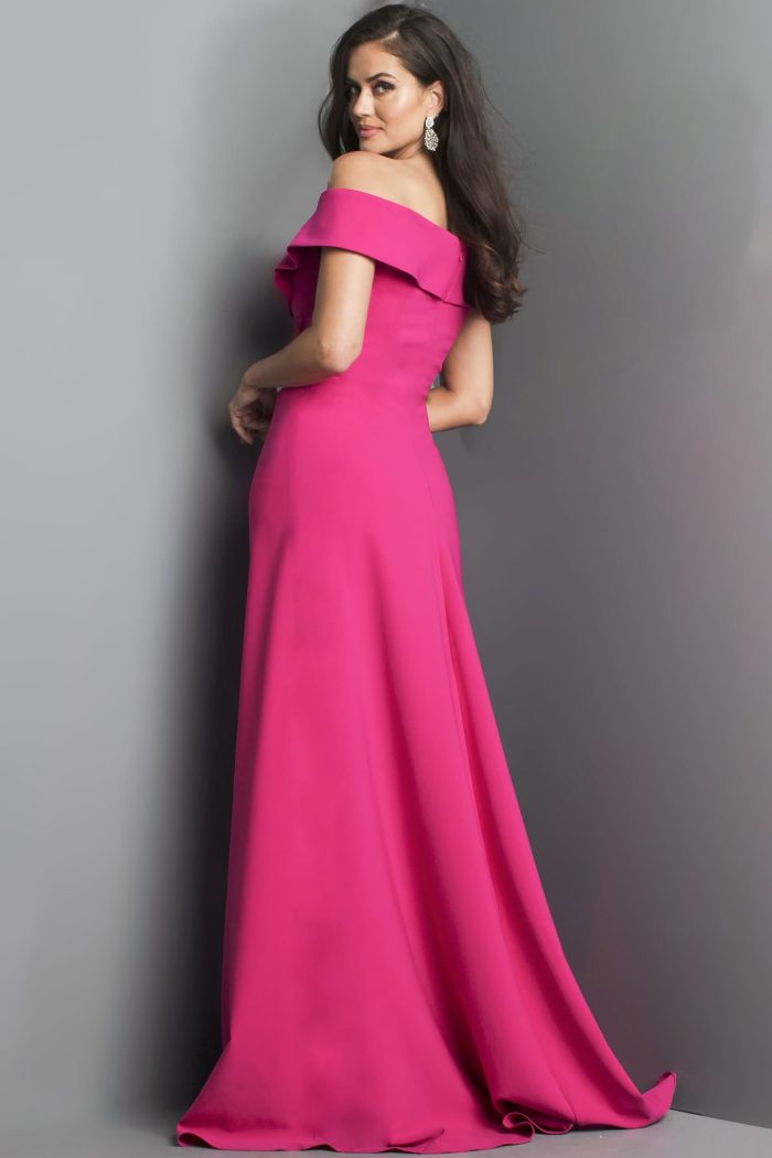 Prom Dresses Fitted Long Pleated Mermaid Prom Dress FUCHSIA