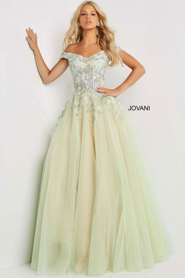 Jovani 06794 Ball Gown Floral Long Formal Prom Dress