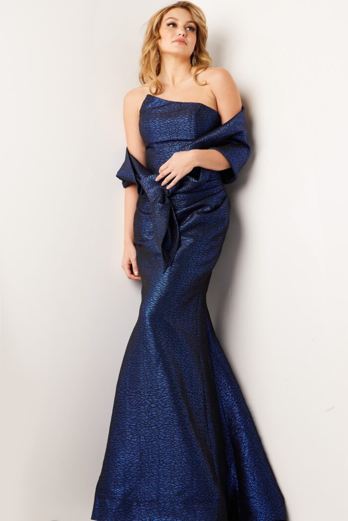 Prom Dresses Long Print Mermaid Formal Prom Dress  COBALT