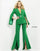 Pant Suit Long High Slit Single Breasted Formal Pant Suit Emerald