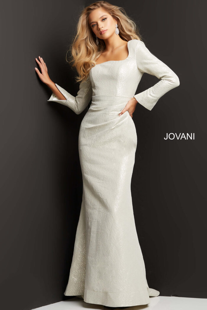 Formal Dresses Long Metallic Print Formal Dress OYSTER