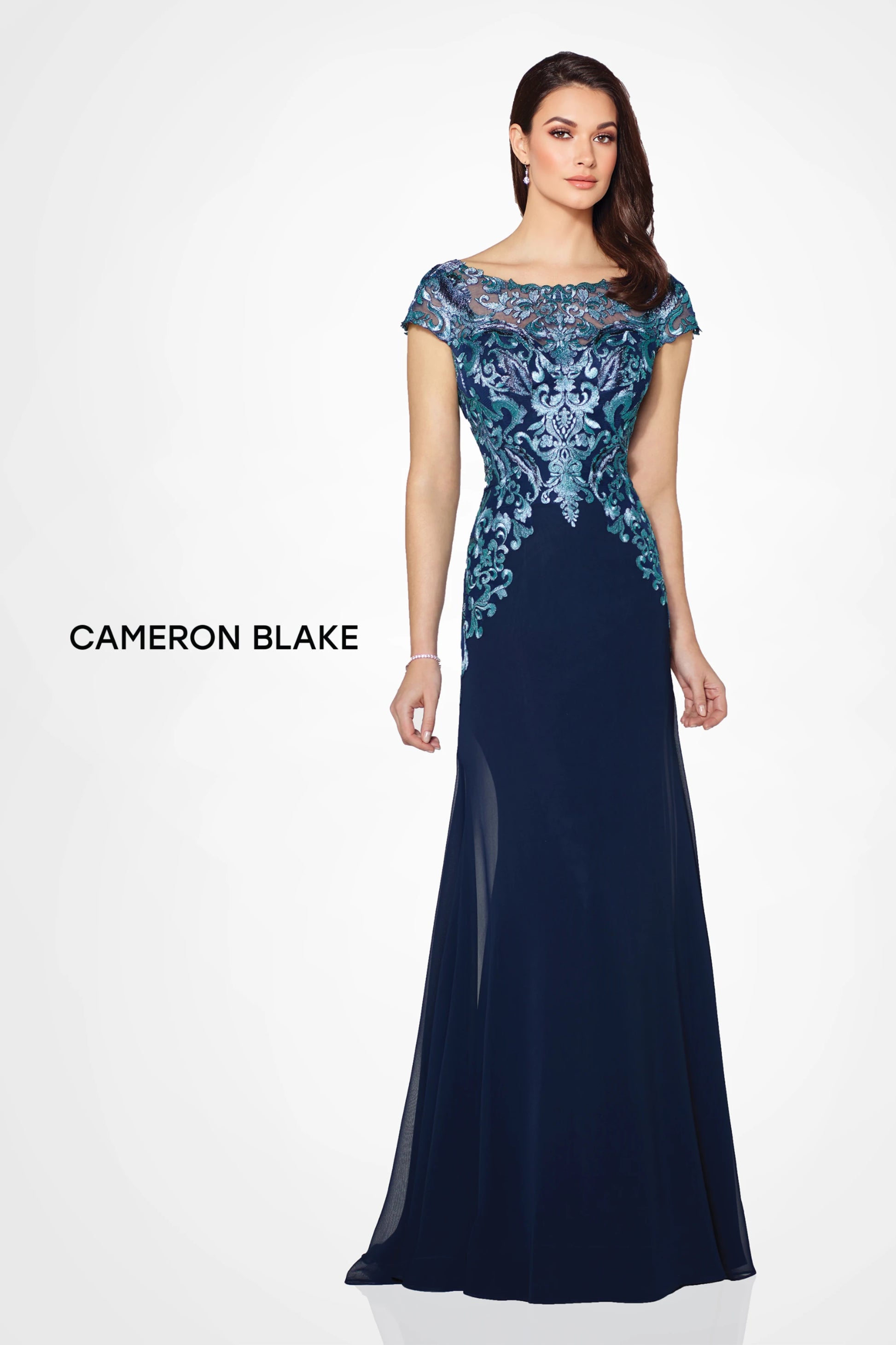 Cameron Blake 216691 Long Mother of the Bride A Line Lace Formal Dress