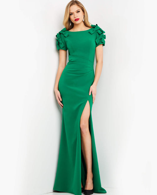 Formal Dresses Formal Long Fitted Slit Evening Dress Emerald