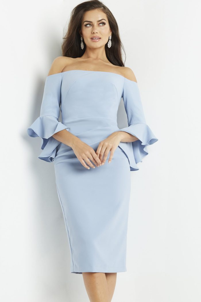 Cocktail Dresses Knee Length Evening Bell Cocktail Dress Light-Blue