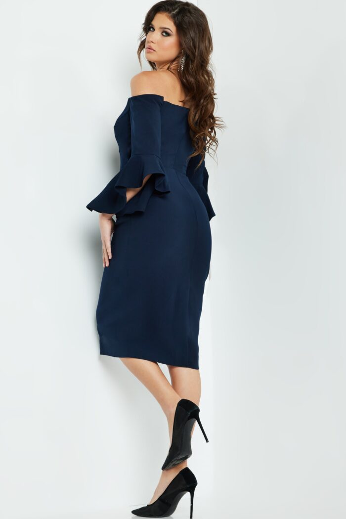 Cocktail Dresses Knee Length Evening Bell Cocktail Dress Navy