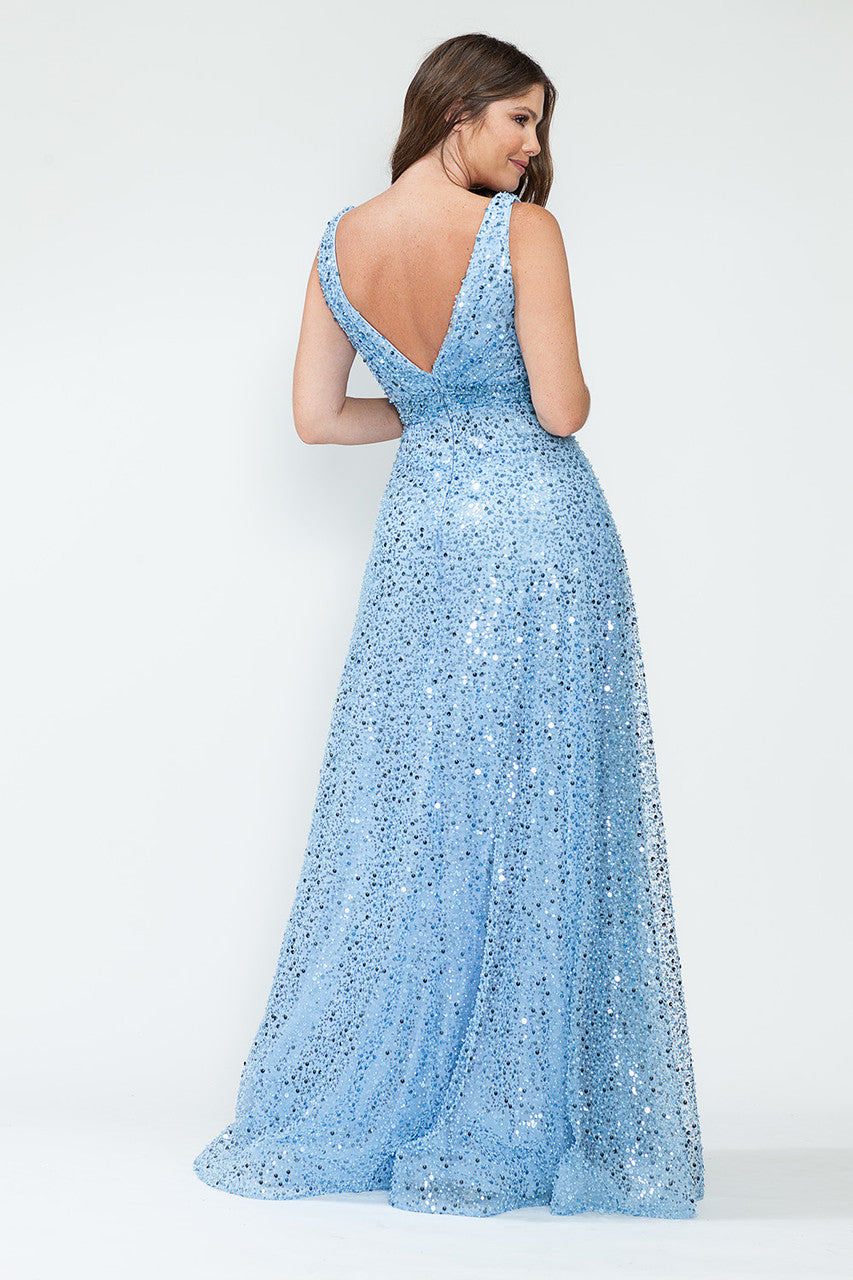 Prom Dresses Sequin Long Beaded Formal Prom Dress Lenovia 8217 Sky Blue