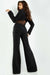 Jumpsuit 07227 Long Sleeve Two Piece Formal Pant Suit Black