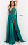 Prom Dresses A Line Long Pleated Formal Slit Prom Dress Hunter