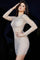 Cocktail Dresses Beaded Short Cocktail Fitted Dress Nude Silver