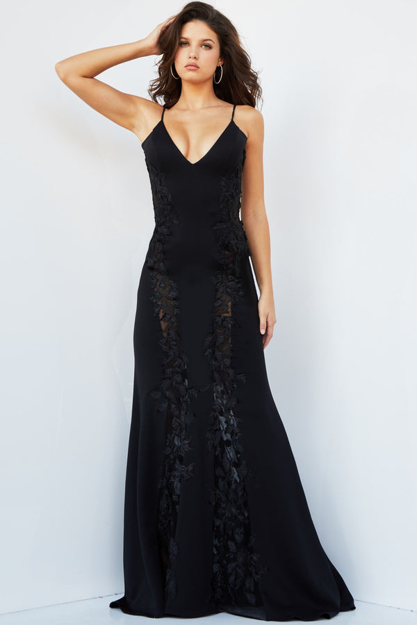 Jovani 07296 Floral Long Formal Mermaid Prom Dress