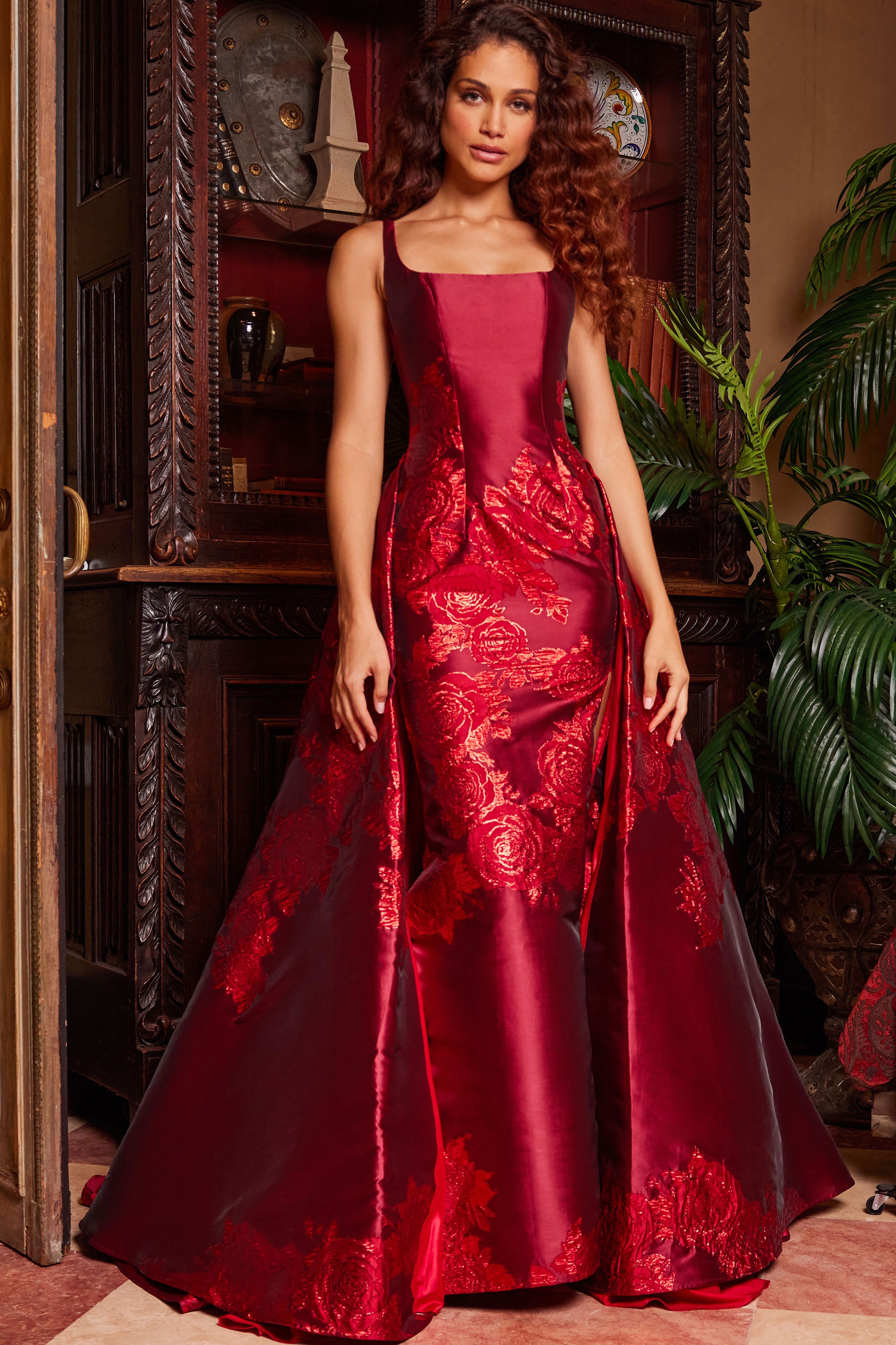 Formal Dresses Long Formal Prom Pleated A Line Dress Jovani 07441 Red
