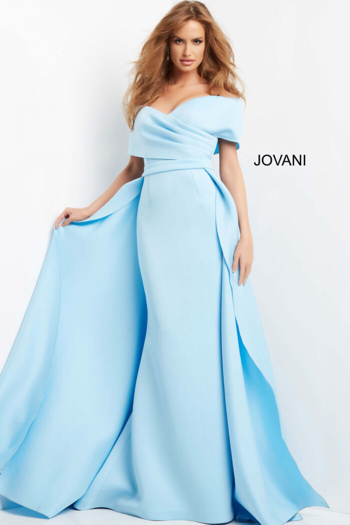 Formal Dresses Long Formal Evening A Line Overskirt Dress LIGHT-BLUE