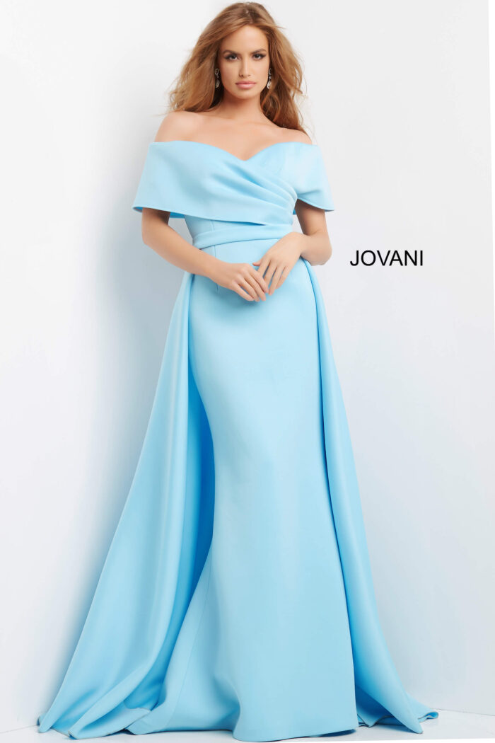 Formal Dresses Long Formal Evening A Line Overskirt Dress LIGHT-BLUE