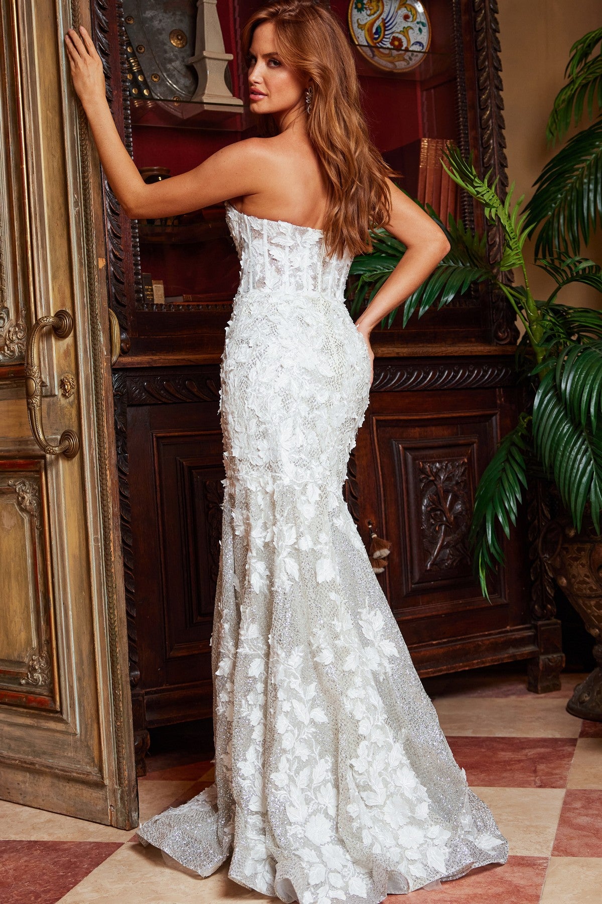 Jovani 07496 Strapless Mermaid Formal Dress