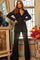 Pant Suit Long Two Piece Lace Formal Pant Suit Black