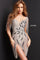 Cocktail Dresses Beaded Fringe Short Slit Cocktail Dress Nude Multi