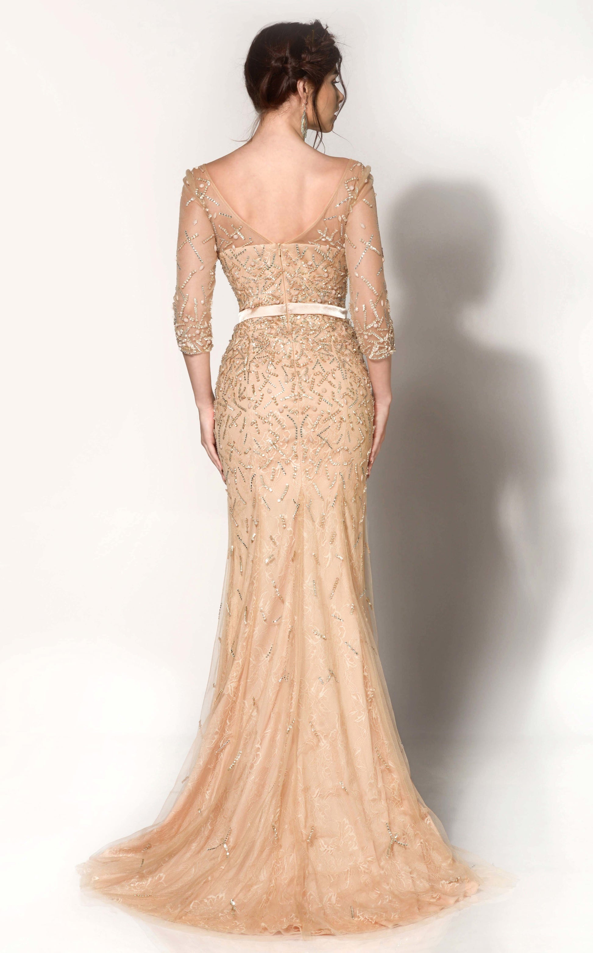 MNM Couture 0767 Long Beaded Sequin Evening Formal Dress