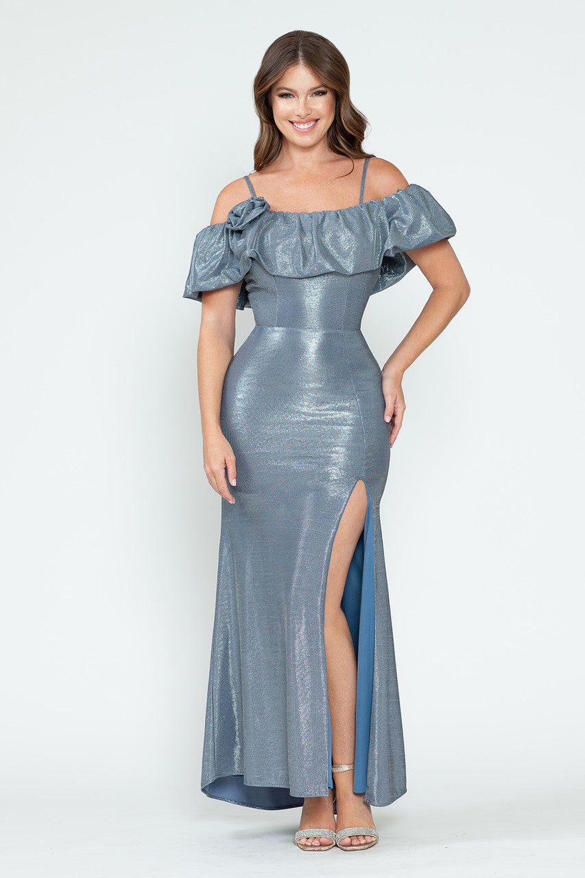 Prom Dresses Slit Long Formal Evening Prom Dress Lenovia 5316 Denim Blue