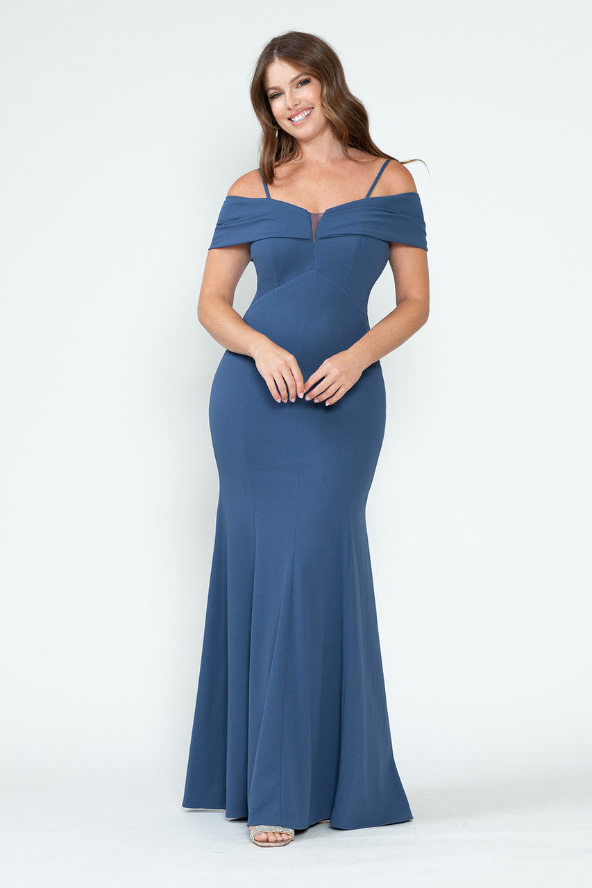 Formal Dresses Long Prom Formal Fitted Dress Lenovia 5317 Denim Blue