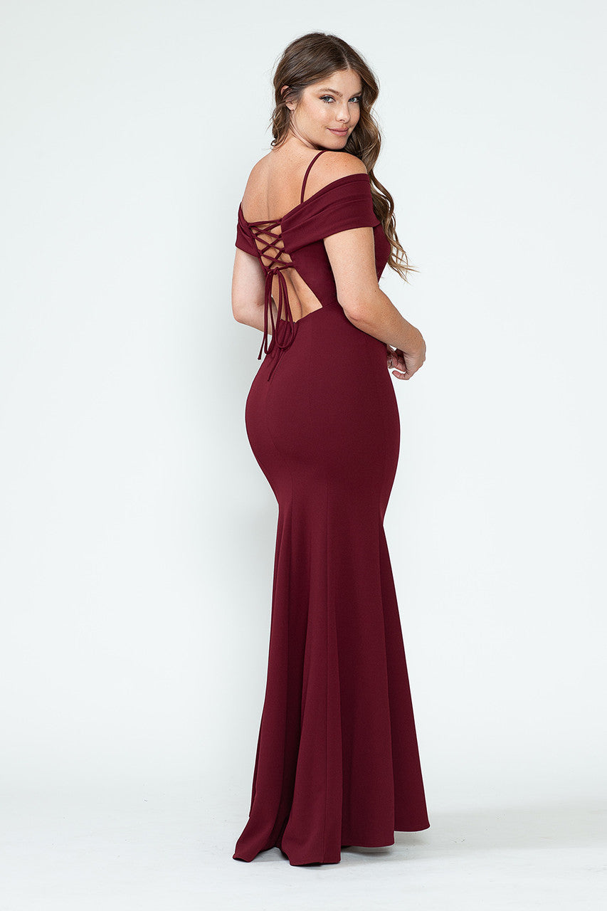 Formal Dresses Long Prom Formal Fitted Dress Lenovia 5317 Burgundy