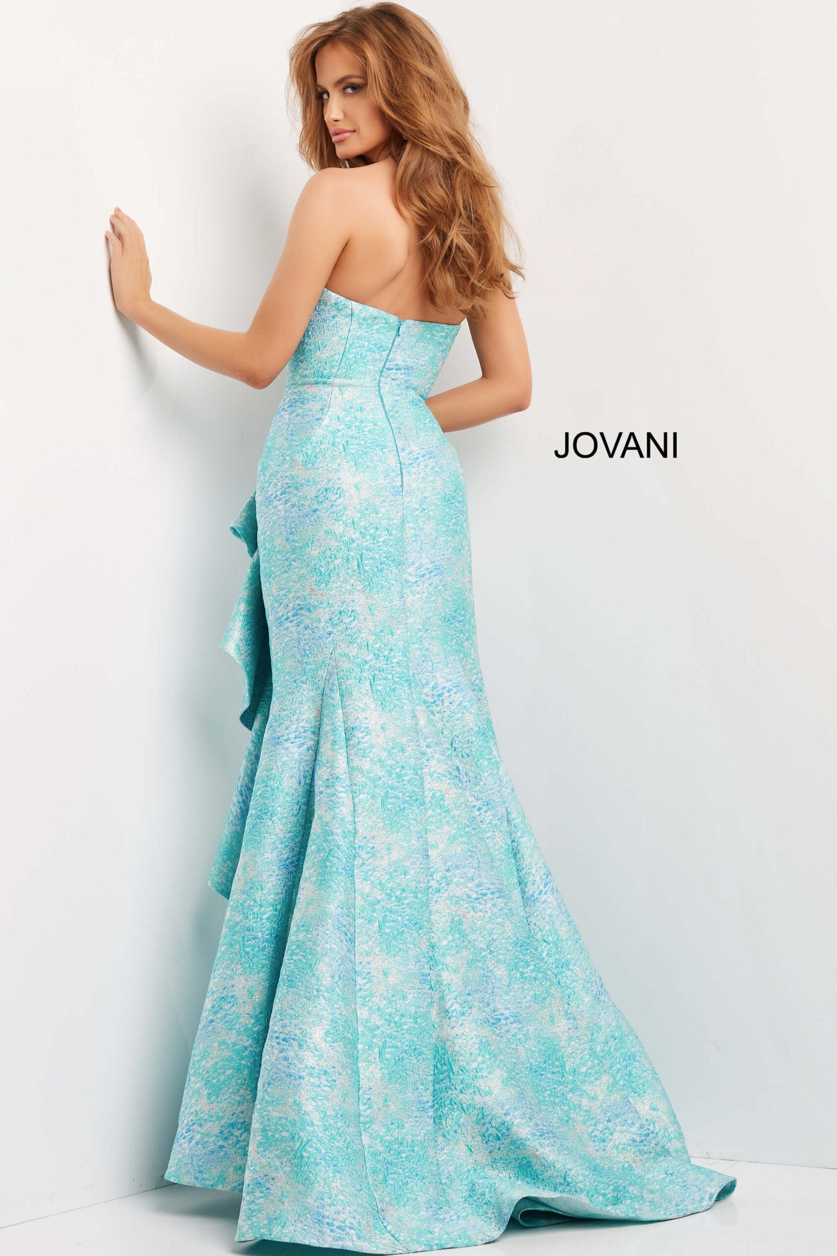 Jovani 08093 Long Mermaid Ruffle Formal Evening Prom Dress