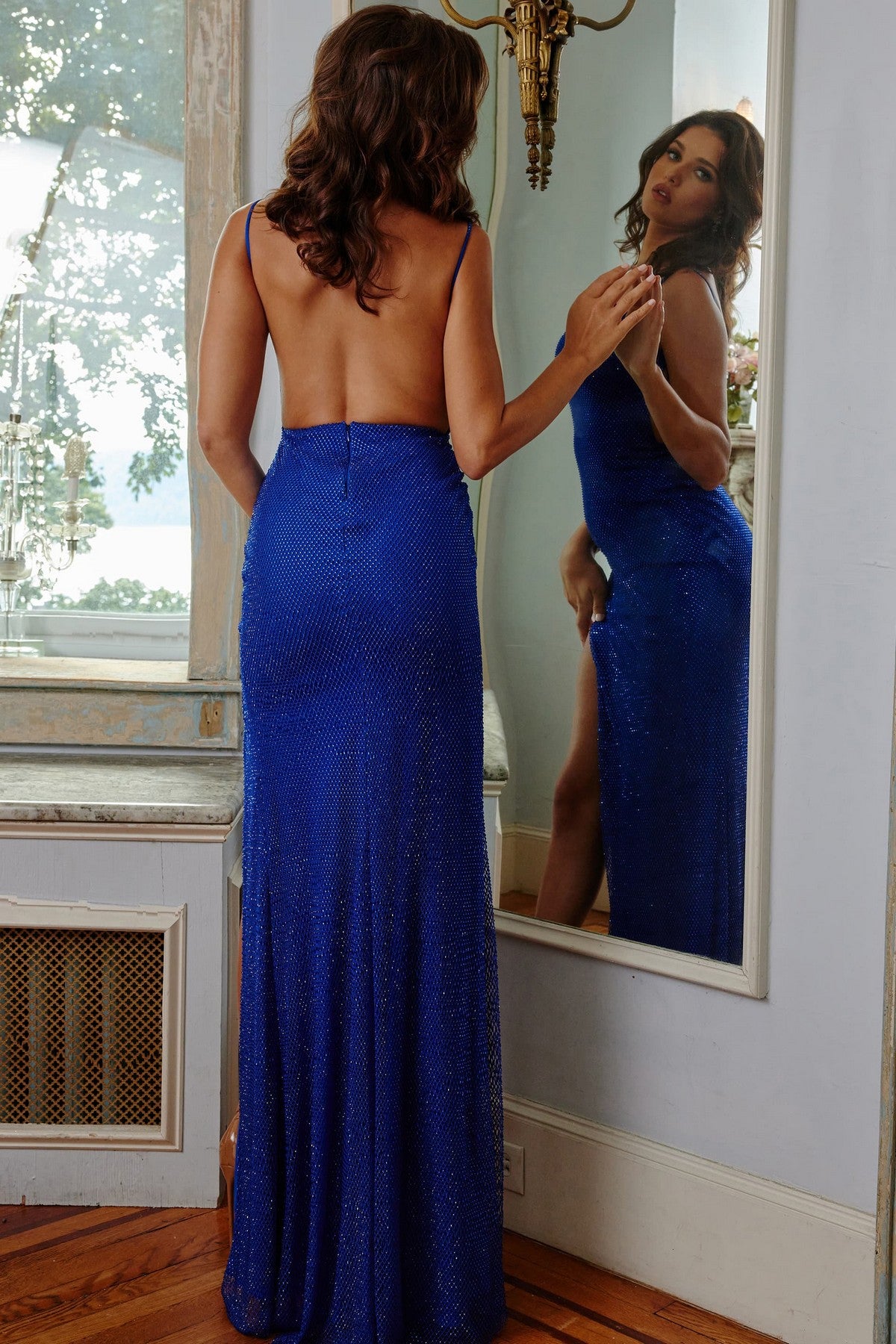 Jovani 08139 Spaghetti Strap Long Prom Dress