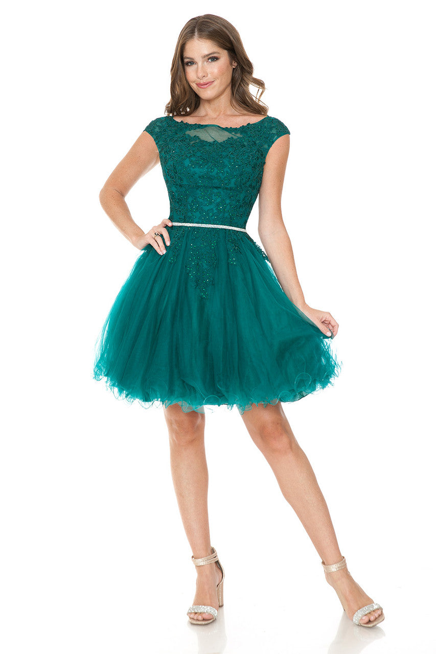 Cocktail Dresses Short Homecoming A Line Cocktail Lace Applique Dress Lenovia 8177 Hunter Green