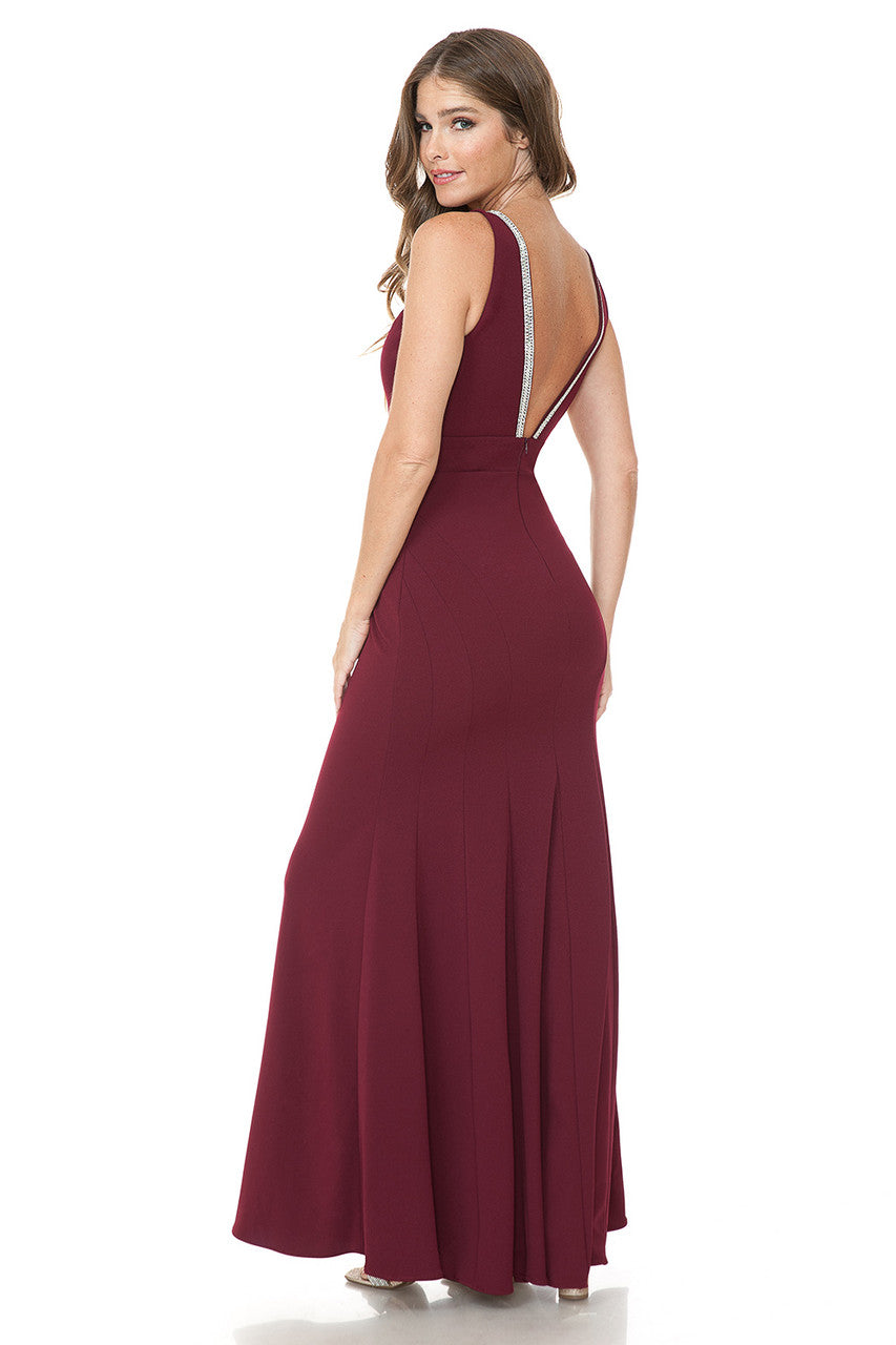 Formal Dresses Fitted Evening Formal Long Prom Dress Lenovia 5270 Burgundy