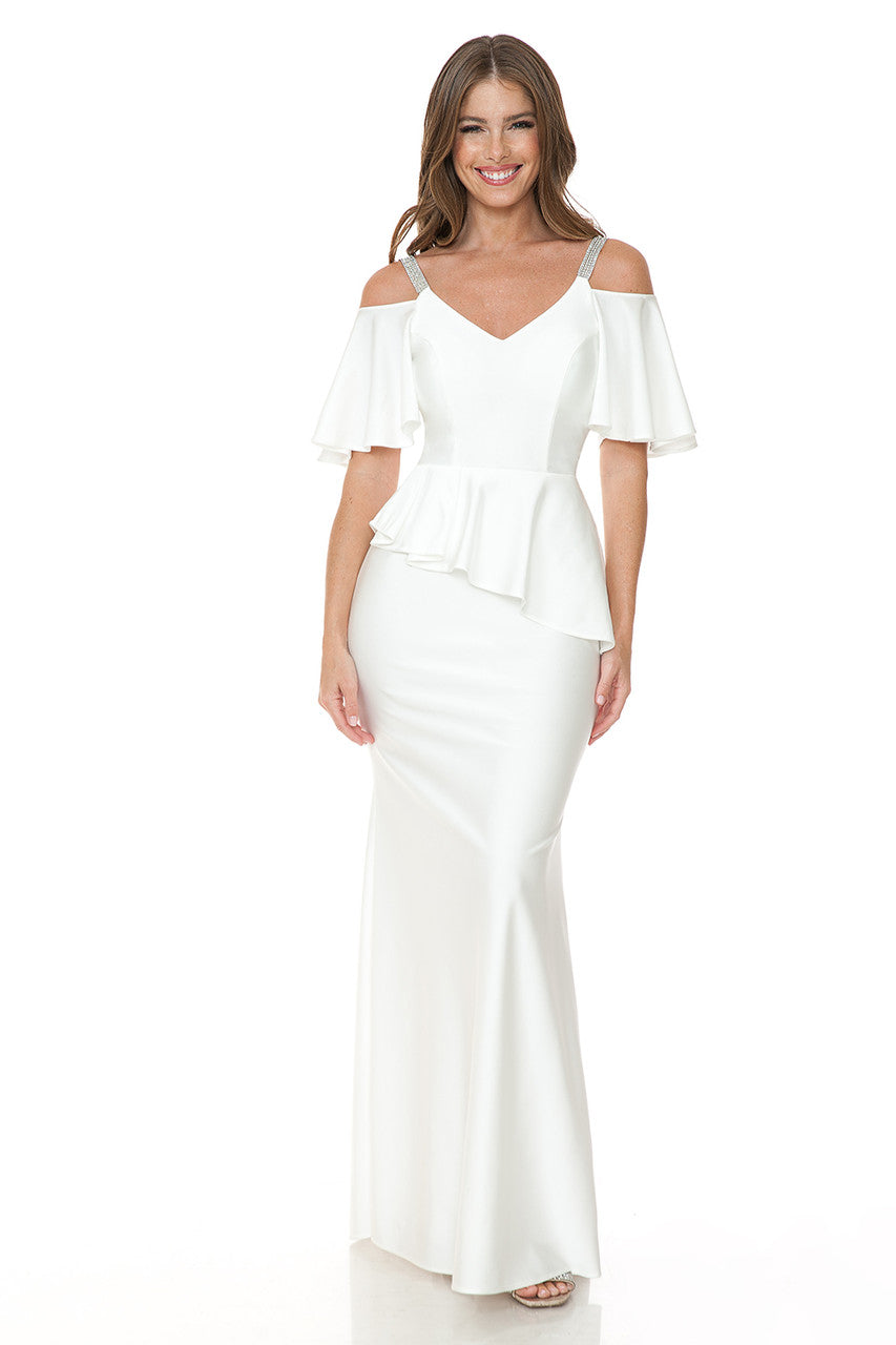 Wedding Dresses Long Wedding Bridal Ruffle Dress Lenovia 5282 Ivory