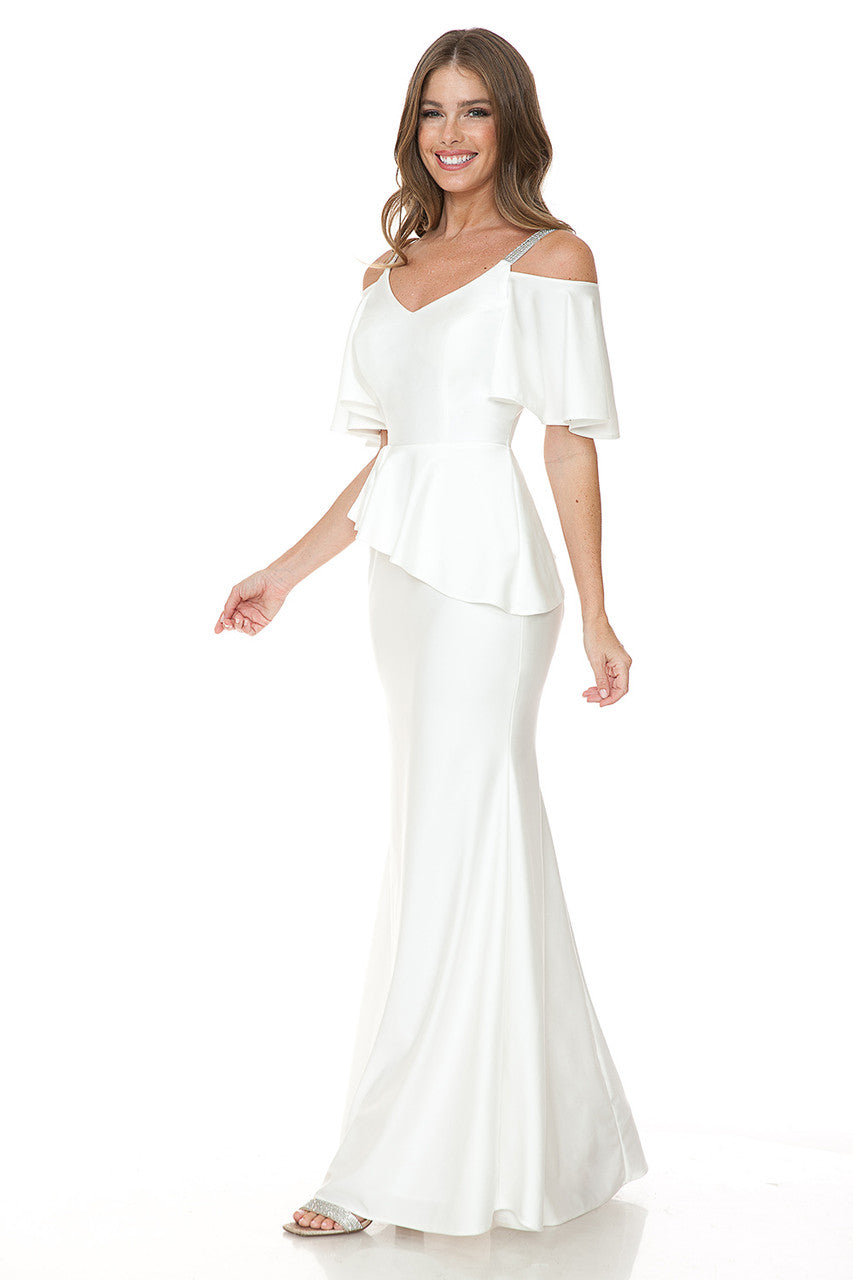 Wedding Dresses Long Wedding Bridal Ruffle Dress Lenovia 5282 Ivory