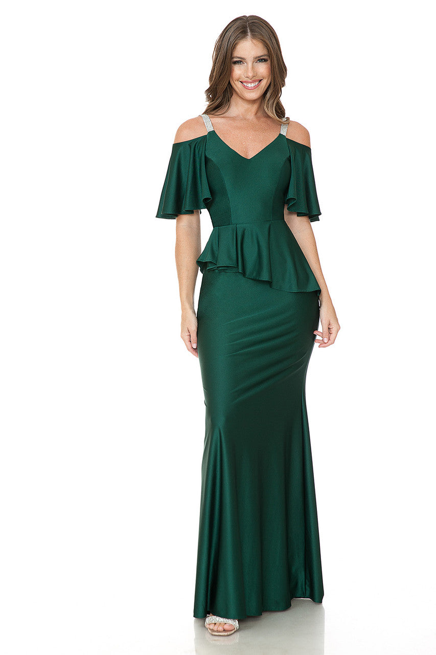Mother of the Bride Dresses Long Mother of the Bride Formal Ruffle Dress Lenovia 5282 Hunter Green