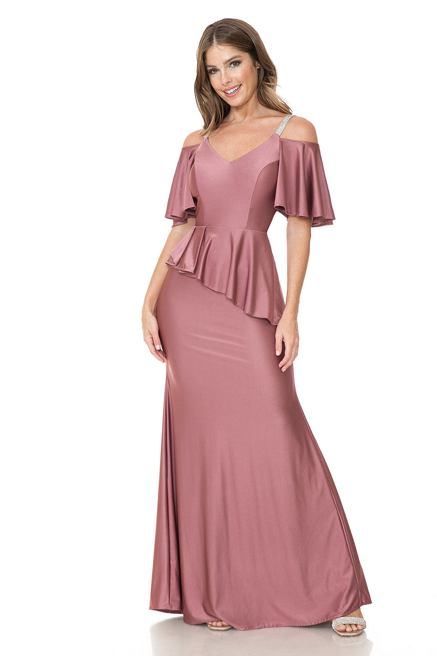 Mother of the Bride Dresses Long Mother of the Bride Formal Ruffle Dress Lenovia 5282 Mauve