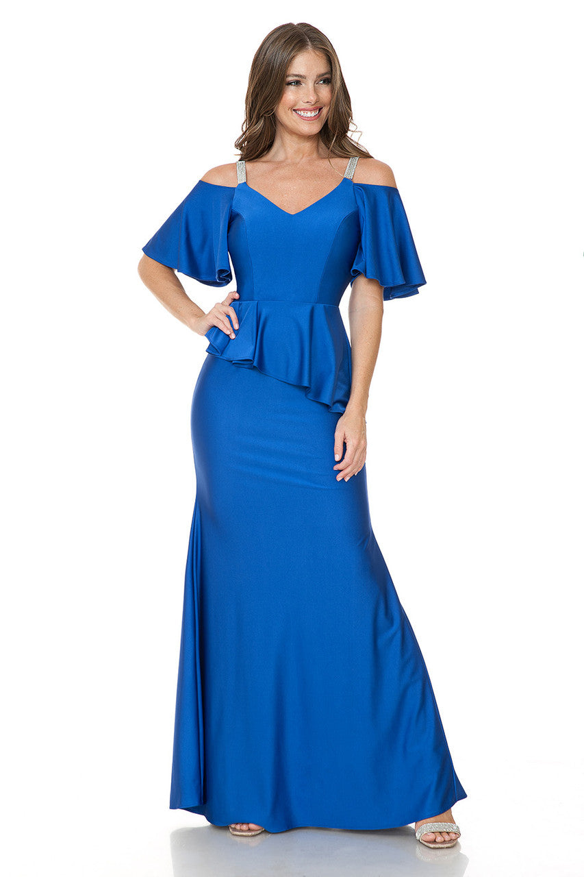 Mother of the Bride Dresses Long Mother of the Bride Formal Ruffle Dress Lenovia 5282 Royal Blue