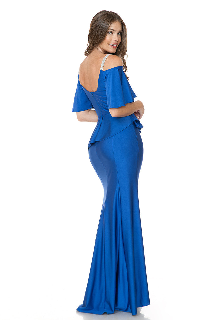 Mother of the Bride Dresses Long Mother of the Bride Formal Ruffle Dress Lenovia 5282 Royal Blue