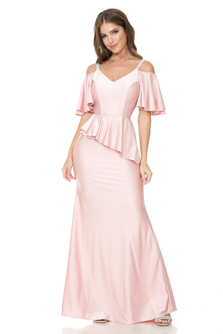 Mother of the Bride Dresses Long Mother of the Bride Formal Ruffle Dress Lenovia 5282 Blush