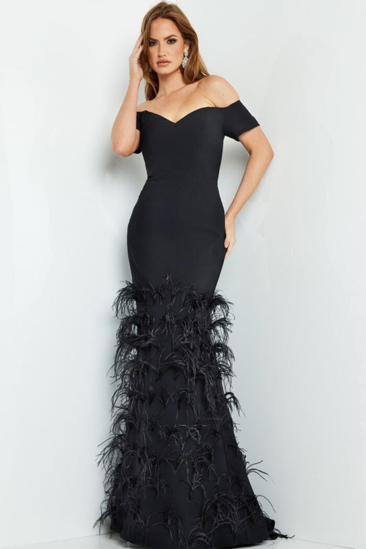 Formal Dresses Long Feather Mermaid Formal Evening Dress BLACK
