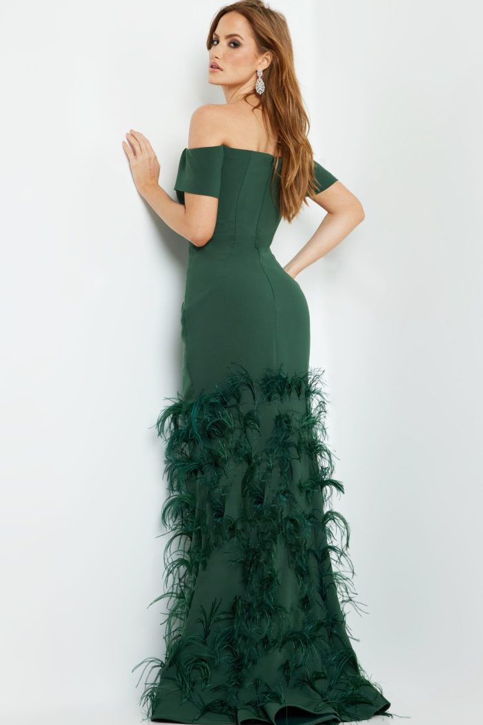 Jovani 08384 Long Feather Mermaid Formal Evening Dress