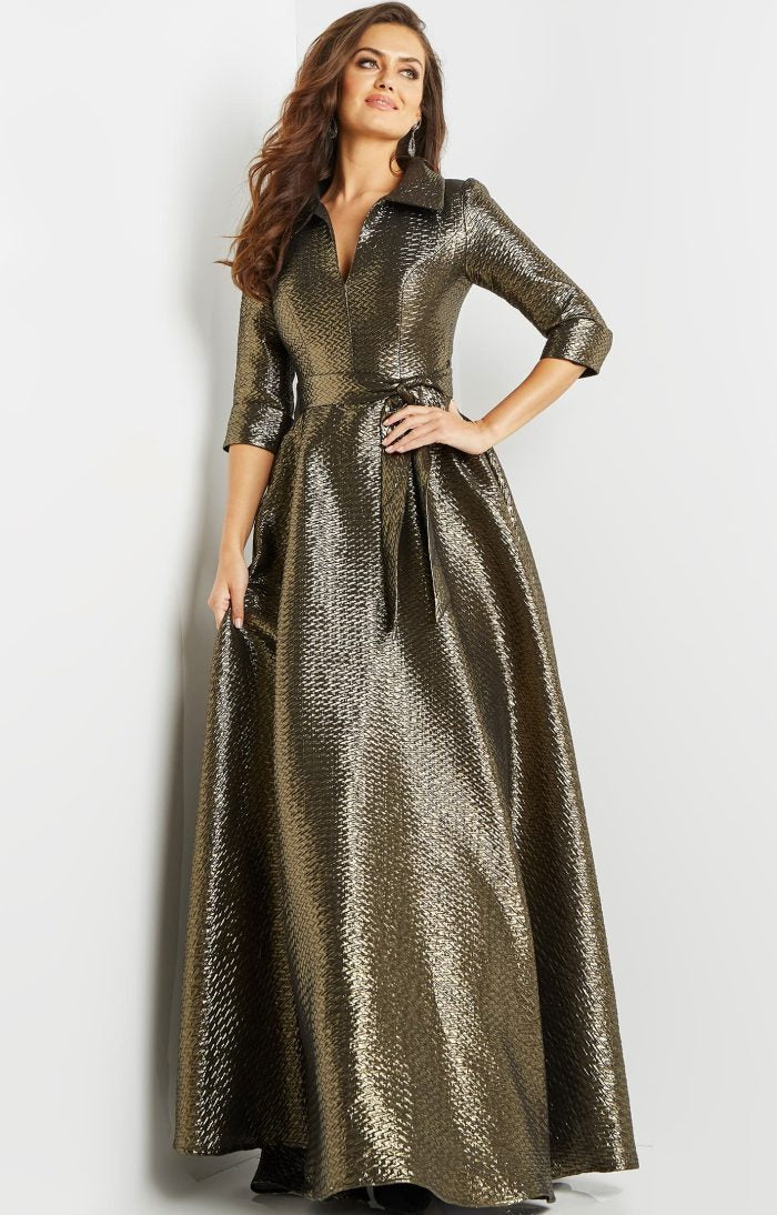 Jovani 08388 Long Metallic Ball Gown Formal Dress