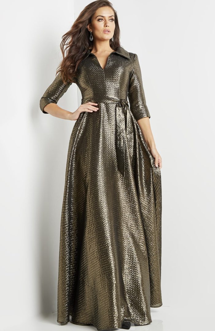 Jovani 08388 Long Metallic Ball Gown Formal Dress
