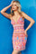 Cocktail Dresses Short Lace Beaded Multi Cocktail Dress  Light-Fuchsia