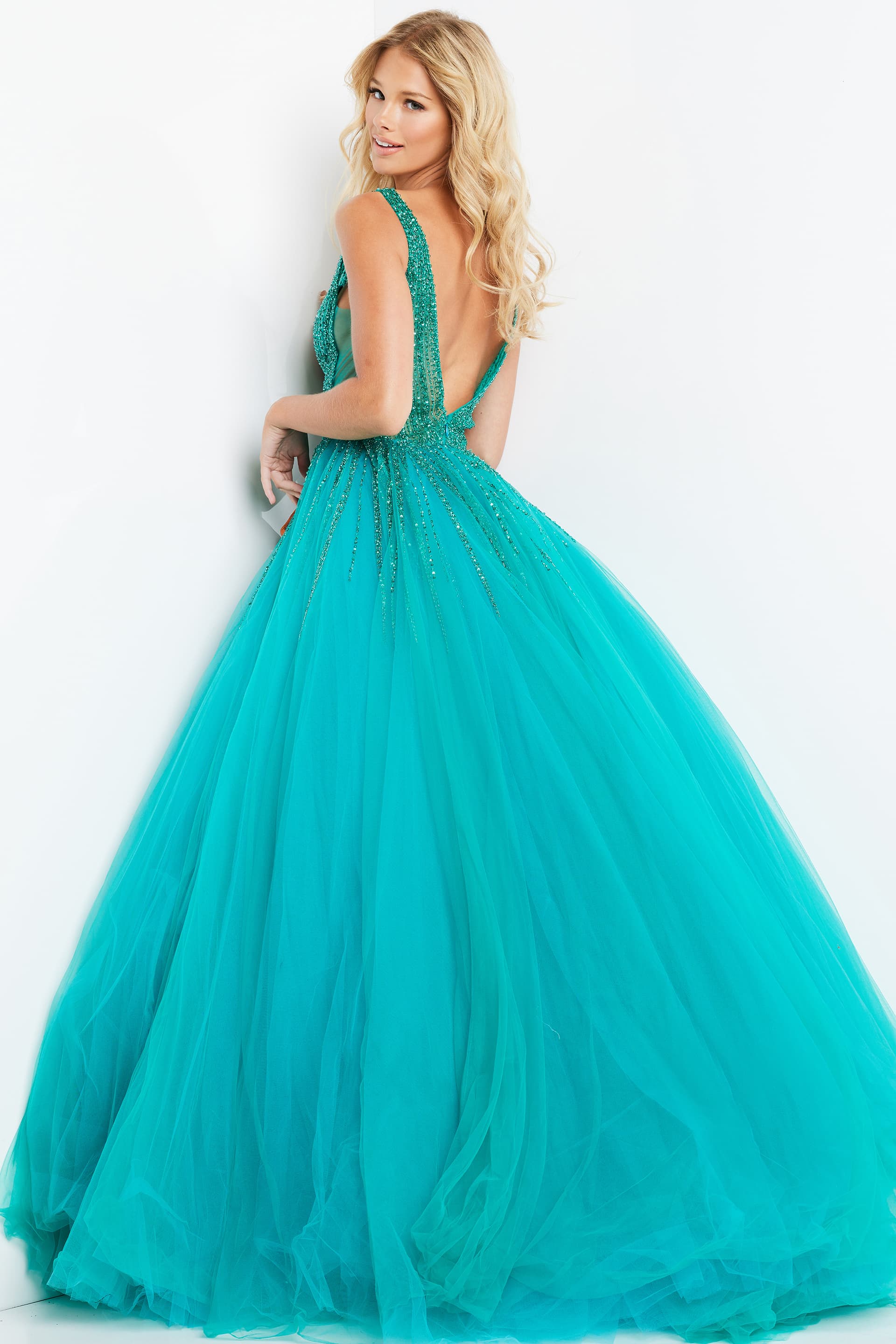 Prom Dresses Sleeveless Tulle Long Prom Ballgown Emerald