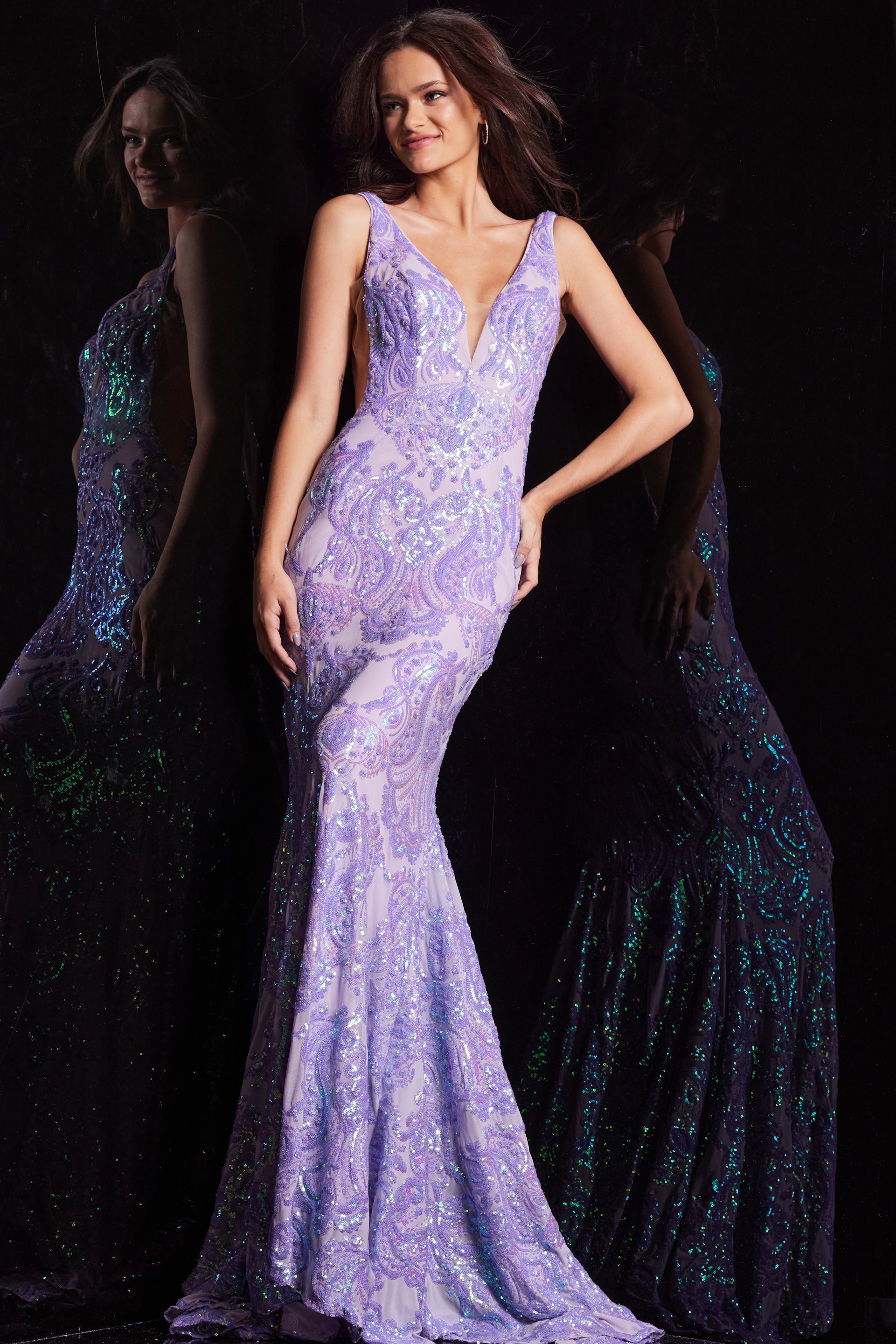 Jovani 08646 Long Sleeveless Mermaid Prom Dress