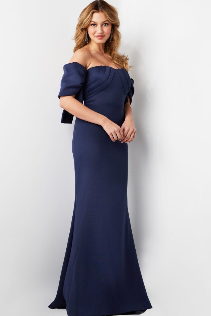 Jovani 09064 Long Fitted Mermaid Pleated Formal Dress