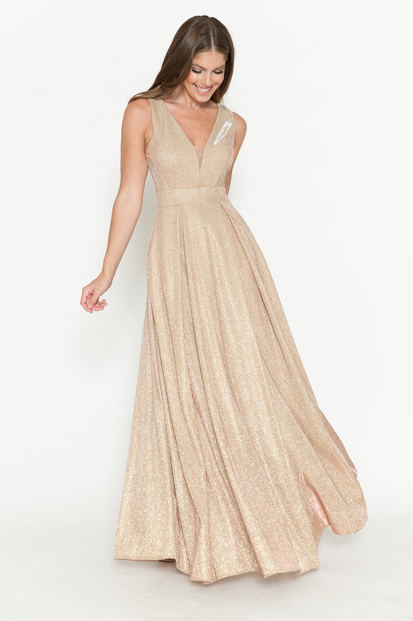 Formal Dresses Pleated Long Metallic Formal Prom Dress Lenovia 5256 Orange