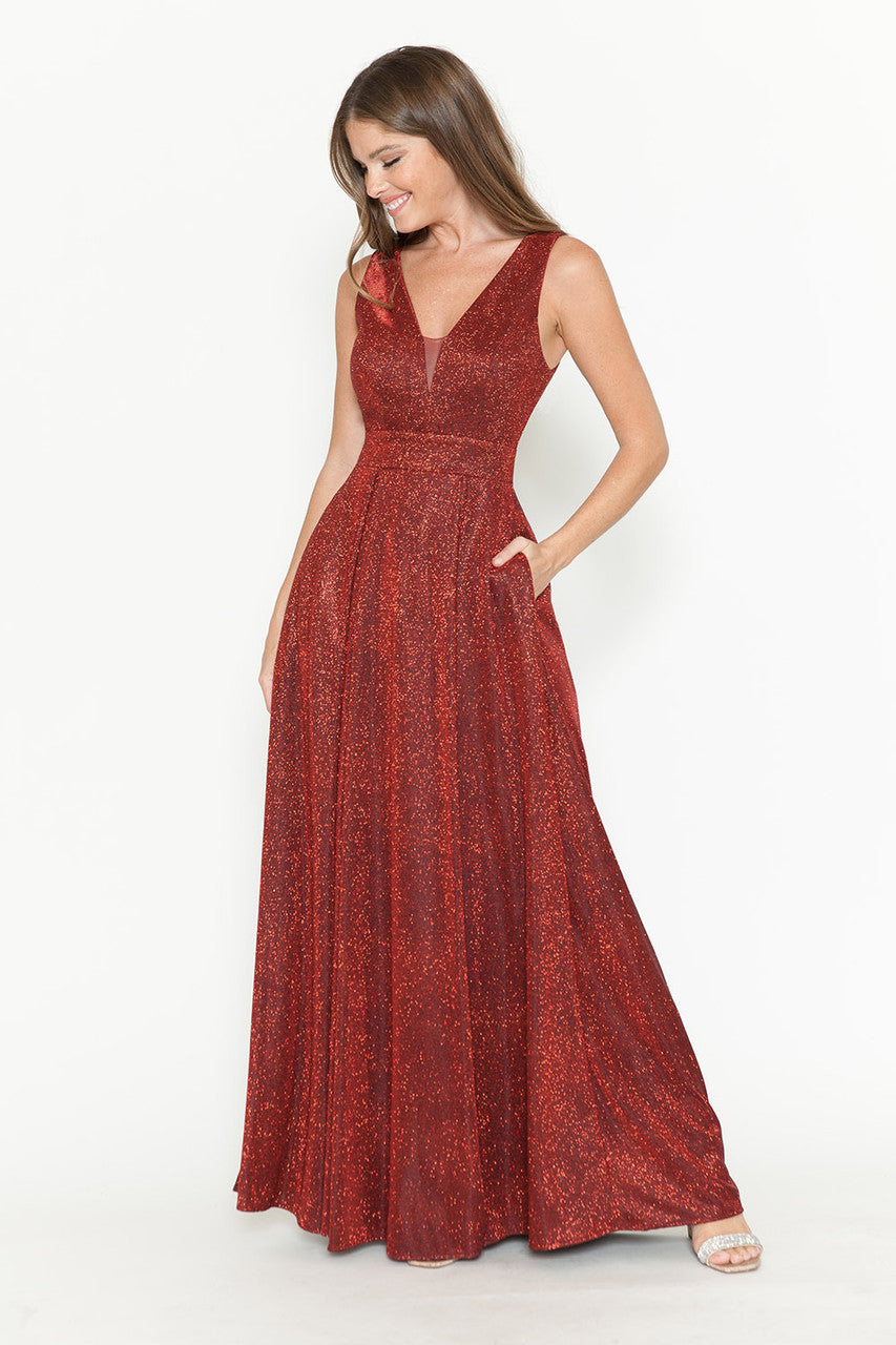 Formal Dresses Pleated Long Metallic Formal Prom Dress Lenovia 5256 Wine